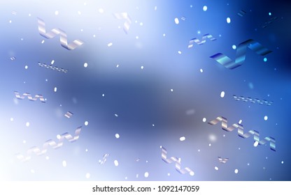 Light BLUE vector layout with festival confetti. Glitter abstract illustration with colorful confetti, ribbons. The pattern can be used for new year ad, booklets.