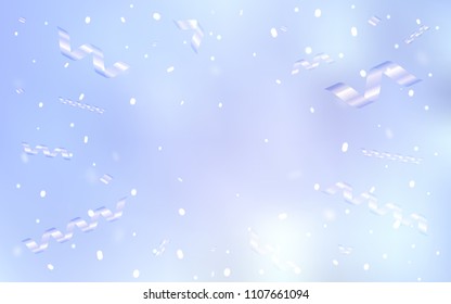 Light BLUE vector layout with festival confetti. Glitter abstract illustration with colorful confetti, ribbons. The pattern can be used for new year ad, booklets.