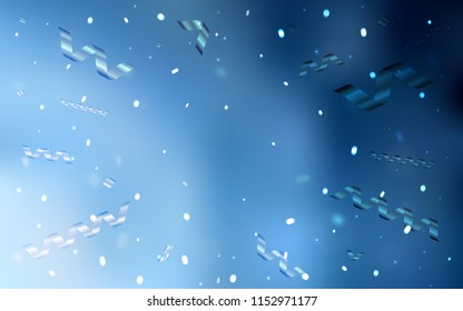 Light BLUE vector layout with festival confetti. Blurred decorative design in anniversary style with confetti. The pattern can be used for carnival, festival leaflets.