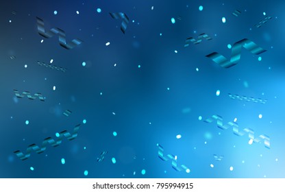 Light BLUE vector layout with festival confetti. Glitter abstract illustration with colorful confetti, ribbons. The pattern can be used for new year ad, booklets.