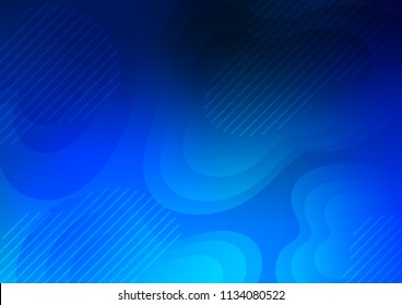 Light BLUE vector layout with flat diagonal lines over rounded organic shapes. Decorative shining illustration with lines on abstract template. Smart design for your business advert.