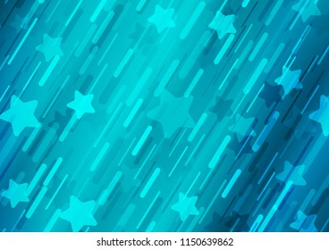 Light BLUE vector layout with flat lines and stars. Blurred decorative design in simple style with lines. The pattern can be used for websites.
