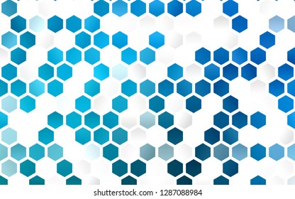 Light BLUE vector layout with hexagonal shapes. Illustration of colored hexagons on white surface. Pattern for ads, leaflets.