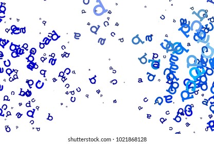 Light BLUE vector layout with latin alphabet. Shining illustration with ABC symbols on abstract template. The pattern can be used for ad, booklets, leaflets of education.