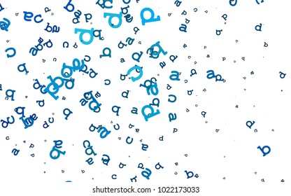 Light BLUE vector layout with latin alphabet. Blurred design in simple style with signs of alphabet. The pattern can be used for school, grammar websites.