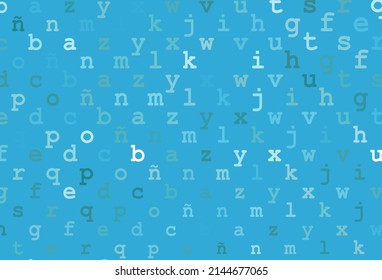 Light blue vector layout with latin alphabet. Shining illustration with ABC symbols on abstract template. The pattern can be used for ad, booklets, leaflets of education.