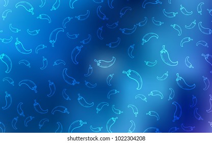 Light BLUE vector layout with peppers. Blurred decorative design of peppers in doodle style. Template for meal cooking in kitchen.