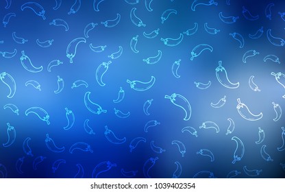 Light BLUE vector layout with peppers. Blurred decorative design of peppers in doodle style. Template for meal cooking in kitchen.