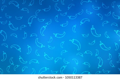 Light BLUE vector layout with peppers. Beautiful colored illustration with peppers in doodle style. Pattern for menu of cafes, bars, restaurants.