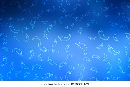 Light BLUE vector layout with peppers. Blurred decorative design of peppers in doodle style. Pattern for ad, booklets, leaflets of restaurants.