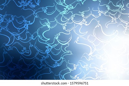 Light BLUE vector layout with peppers. peppers on blurred abstract background with colorful gradient. Doodle design for your business advert of cafes.