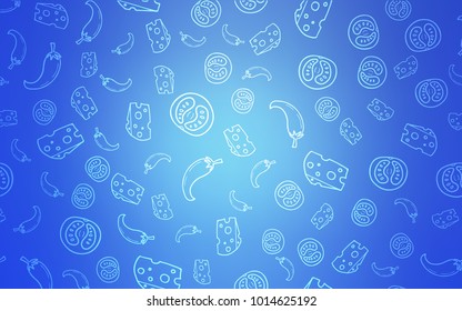 Light BLUE vector layout with restaurant food. Illustration with set of fresh food in doodle style. Pattern for menu of cafes, bars, restaurants.