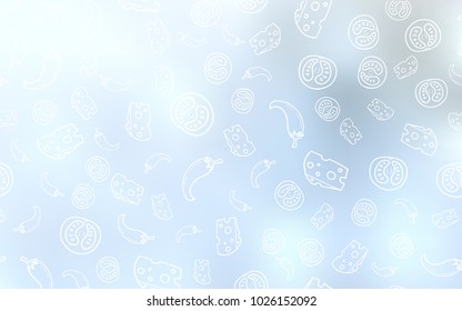 Light BLUE vector layout with restaurant food. Decorative shining illustration with food on abstract template. Template for meal cooking in kitchen.