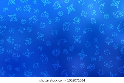 Light BLUE vector layout with restaurant food. Fast Food on blurred abstract background with colorful gradient. Design for ad, poster, banner of cafes or restaurants.