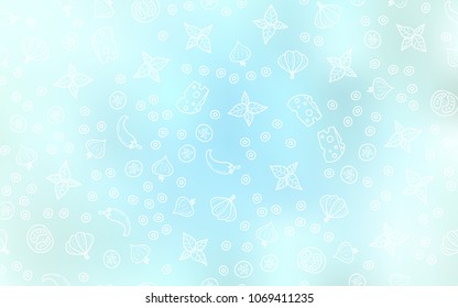 Light BLUE vector layout with restaurant food. Glitter abstract sketch with gourmet food. Template for meal cooking in kitchen.
