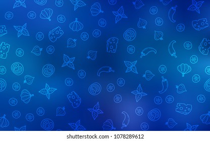Light BLUE vector layout with restaurant food. Illustration with set of fresh food in doodle style. Design for ad, poster, banner of cafes or restaurants.