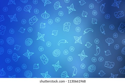 Light BLUE vector layout with restaurant food. Blurred decorative design of snacks in doodle style. Doodle design for your business advert of cafes.