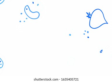 Light BLUE vector layout with restaurant food. Colorful decorative design of snacks in doodle style. Design for ad, poster, banner of cafes or restaurants.