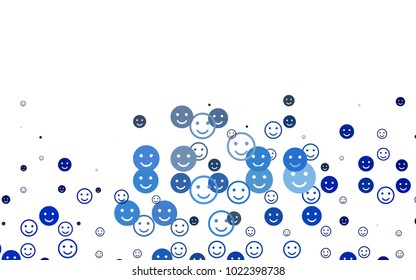Light BLUE vector layout with smiling faces. Illustration with set of smiles in simple style. Template for cheerful greeting postcards.