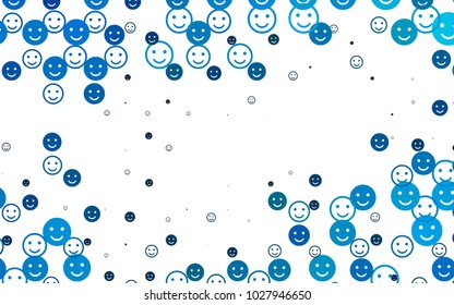 Light BLUE vector layout with smiling faces. Illustration with set of smiles in simple style. Beautiful design for your business advert.