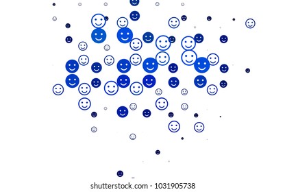 Light BLUE vector layout with smiling faces. Illustration with set of smiles in simple style. Pattern for carnival, festival fun leaflets.