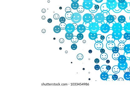 Light BLUE vector layout with smiling faces. Beautiful colored illustration with smiles in simple style. Pattern for parties, gifts, congratulations.