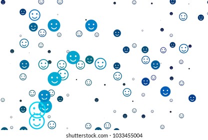 Light BLUE vector layout with smiling faces. Glitter abstract sketch with smiley, icons. Design for positive ad, poster, banner.