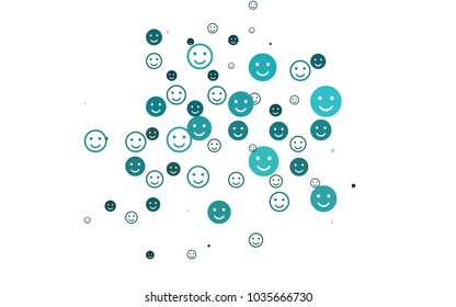 Light BLUE vector layout with smiling faces. Decorative shining illustration with smiles on white template. Pattern for parties, gifts, congratulations.