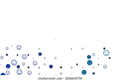 Light BLUE vector layout with smiling faces. Glitter abstract sketch with smiley, icons. Beautiful design for your business advert.