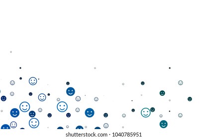 Light BLUE vector layout with smiling faces. Decorative shining illustration with smiles on white template. Pattern for carnival, festival fun leaflets.