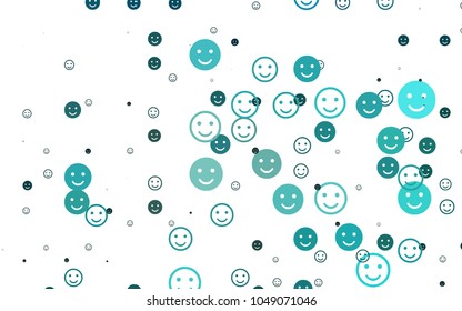 Light BLUE vector layout with smiling faces. Beautiful colored illustration with smiles in simple style. Pattern for ad, booklets, leaflets of celebrations.