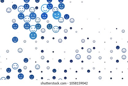 Light BLUE vector layout with smiling faces. Decorative shining illustration with smiles on white template. Pattern for ad, booklets, leaflets of celebrations.