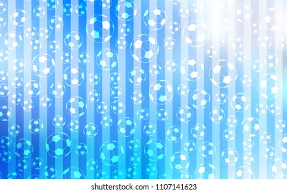 Light BLUE vector layout with sports symbols. Illustration with set of soccer balls on gradiental backdrop. Design for posters, banners of sports competitions.