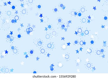Light BLUE vector layout with stars, suns. Shining colored illustration with stars, suns. Smart design for your business advert.