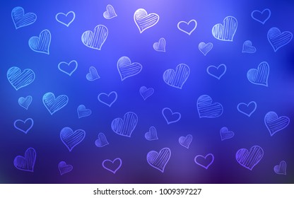 Light BLUE vector layout with sweet hearts. Glitter abstract illustration with colorful hearts in romantic style. Pattern for marriage gifts, congratulations.
