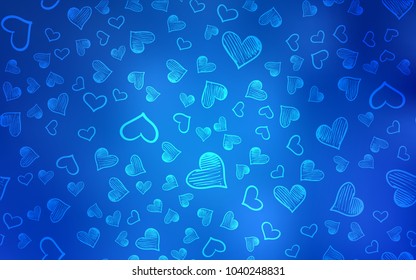 Light BLUE vector layout with sweet hearts. Beautiful colored illustration with hearts in celebration style. Beautiful design for your business advert of anniversary.