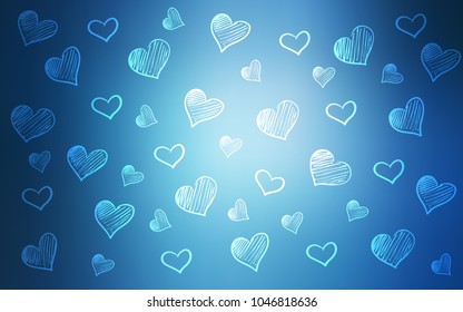 Light BLUE vector layout with sweet hearts. Illustration with hearts in love concept for valentine's day. Pattern can be used for valentine's ad, booklets.