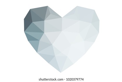 Light BLUE vector love background with heart. Paper note. Valentine's greeting polygonal card. Triangular illustration for your business. Stock template for your design.