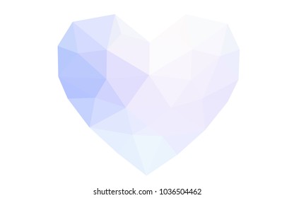 Light BLUE vector love background with heart. Paper note. Valentine's greeting polygonal card. Triangular illustration for your business. Stock template for your design.