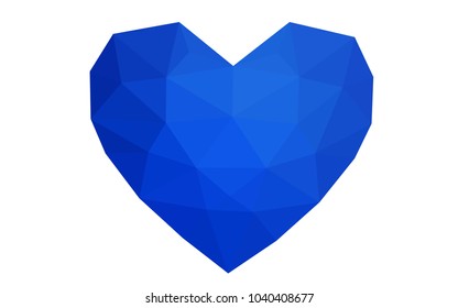 Light BLUE vector love background with heart. Paper note. Valentine's greeting polygonal card. Triangular illustration for your business. Stock template for your design.