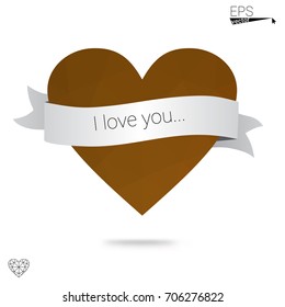 Light BLUE vector love background with heart. Paper note. Valentine's greeting polygonal card. Triangular illustration for your business. Stock template for your design.