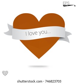 Light BLUE vector love background with heart. Paper note. Valentine's greeting polygonal card. Triangular illustration for your business. Stock template for your design.