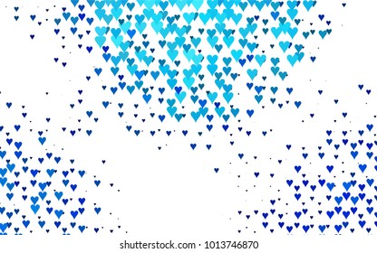 Light BLUE vector lovely background with hearts. Valentines greeting card with cute hearts. Abstract pattern for your design, website, ad.