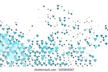 Light BLUE vector lovely background with hearts. Valentines greeting card with cute hearts. Abstract pattern for your design, website, ad.