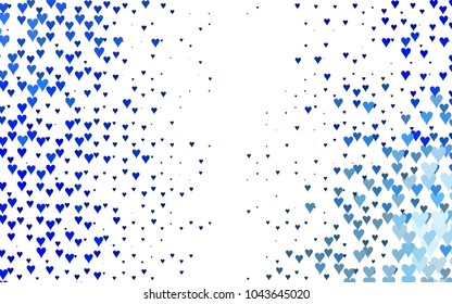 Light BLUE vector lovely background with hearts. Valentines greeting card with cute hearts. Abstract pattern for your design, website, ad.