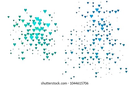 Light BLUE vector lovely background with hearts. Valentines greeting card with cute hearts. Abstract pattern for your design, website, ad.