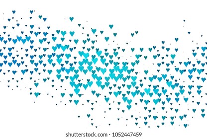 Light BLUE vector lovely background with hearts. Valentines greeting card with cute hearts. Abstract pattern for your design, website, ad.