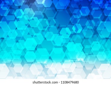 Light BLUE vector low poly template. Shining illustration, which consist of hexagons. The textured pattern can be used for background.