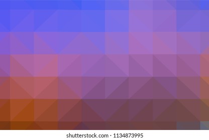 Light BLUE vector low poly layout. Triangular geometric sample with gradient.  Triangular pattern for your design.