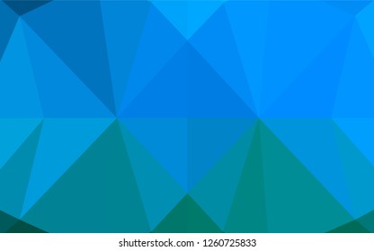 Light BLUE vector low poly cover. Triangular geometric sample with gradient.  The completely new template can be used for your brand book.